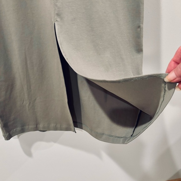 Mod Ref Khaki Green Long T-Shirt Dress with waist tie Size Small - Picture 5 of 7